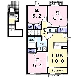シェル・トゥールＢ 2階3LDKの間取り