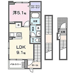 オネスティ 1LDKの間取図画像
