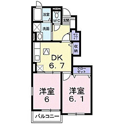 ルミネエトワール5 2DKの間取図画像
