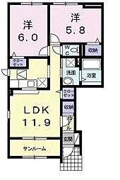 カルムM 2LDKの間取図画像