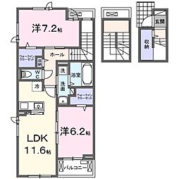 フローラーリア橘I 2LDKの間取図画像