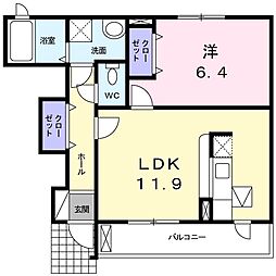 メゾン花水木 1LDKの間取図画像