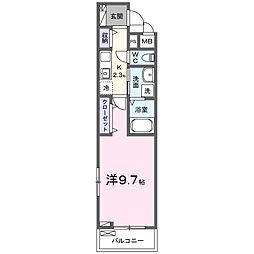 メゾン　ド　ヌーベル 2階1Kの間取り