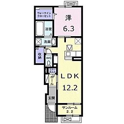 ウエアライトII 1LDKの間取図画像