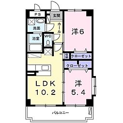 ヒルサイドマンションB 2LDKの間取図画像