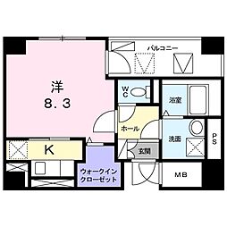 コルソデラモーダ 1Kの間取図画像