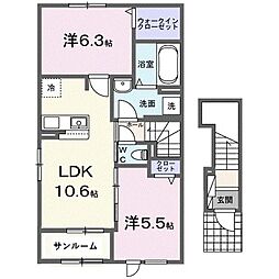 プラネッツ・リラン II 2LDKの間取図画像