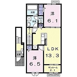 フルール7 2LDKの間取図画像