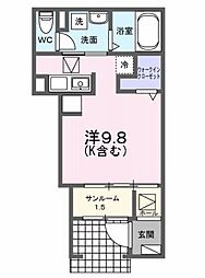 ルタンラシック 1Kの間取図画像