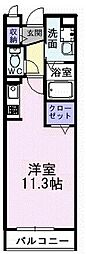 アンソレイエ1 1Kの間取図画像