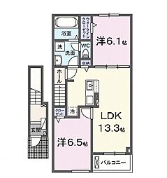 ホーク・ＦＴI 2階2LDKの間取り