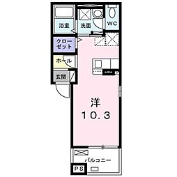 エヴィメリアD ワンルームの間取図画像