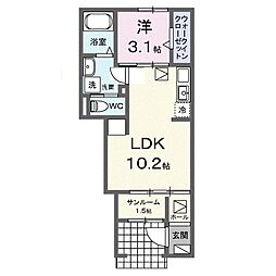 ベルカノン 1LDKの間取図画像