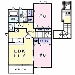 コートデイジーB 2LDKの間取図画像