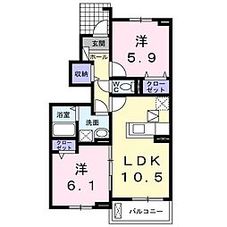 エスパスドコンフォー2A 2LDKの間取図画像