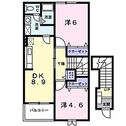 セジュールTSUCHIYA 2DKの間取図画像