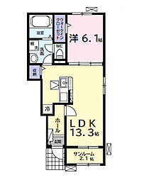 メゾン・ド・リュミエール2 1LDKの間取図画像
