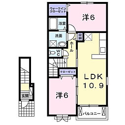 ニューインプレスB 2LDKの間取図画像