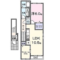 ルシエルF 1LDKの間取図画像