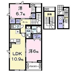 サンリットヒル 2LDKの間取図画像
