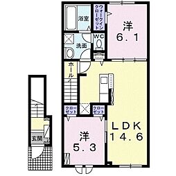 ヴィラK VI 2LDKの間取図画像