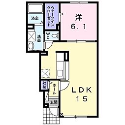 コルジャ 1階1LDKの間取り