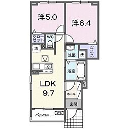 サンセットコースト弐番館 1階2LDKの間取り