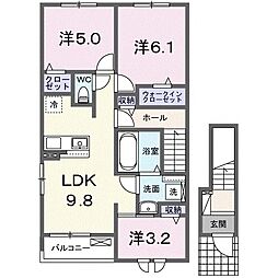 サンセットコースト弐番館 2階3LDKの間取り