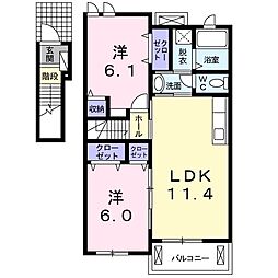 ソレイユ 2LDKの間取図画像