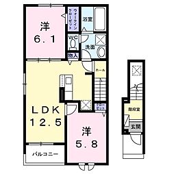 クリーン・モア 2LDKの間取図画像