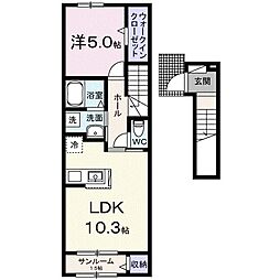上田市大屋アパート 1LDKの間取図画像