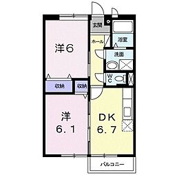 メゾンエレガント3 2DKの間取図画像