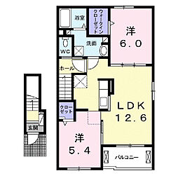 シュロスB 2LDKの間取図画像