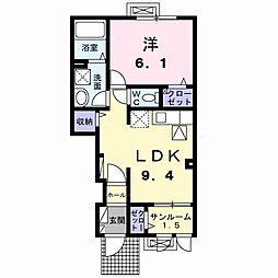 ボヌール 1LDKの間取図画像