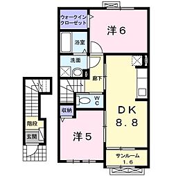 ヴィラ清瀧A 2DKの間取図画像