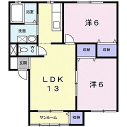 メゾンアルファC 2LDKの間取図画像