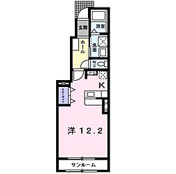 トレフル　Ａ 1階ワンルームの間取り