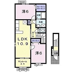 フルール・ド・スリジェ 2LDKの間取図画像