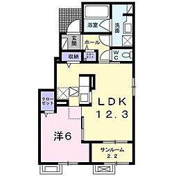 プレジール千原崎 1LDKの間取図画像