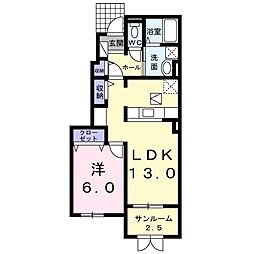 ミスト 1階1LDKの間取り