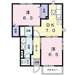 アプリコットB 2DKの間取図画像