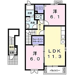 ベルルームA 2LDKの間取図画像