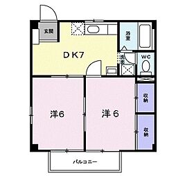 グリーンヒルハイツ 2DKの間取図画像