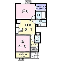 サウスプレイス・ルポス 2DKの間取図画像