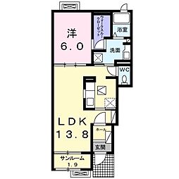 ヌーベル 1階1LDKの間取り