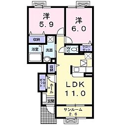 メイク・レジェンドＢ 1階2LDKの間取り
