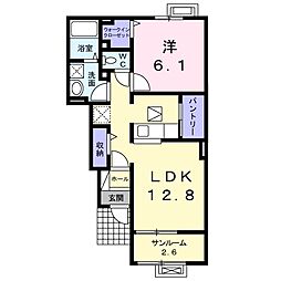 ニューバンブスIIＢ 1階1LDKの間取り