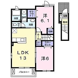 レジデンスモッポ 2LDKの間取図画像