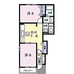 アビダシオンリュミエール2 2DKの間取図画像