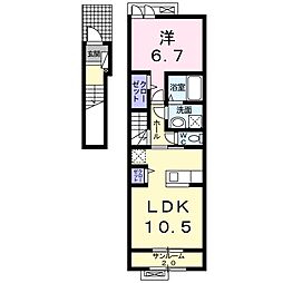 フランセス高柳1 1LDKの間取図画像